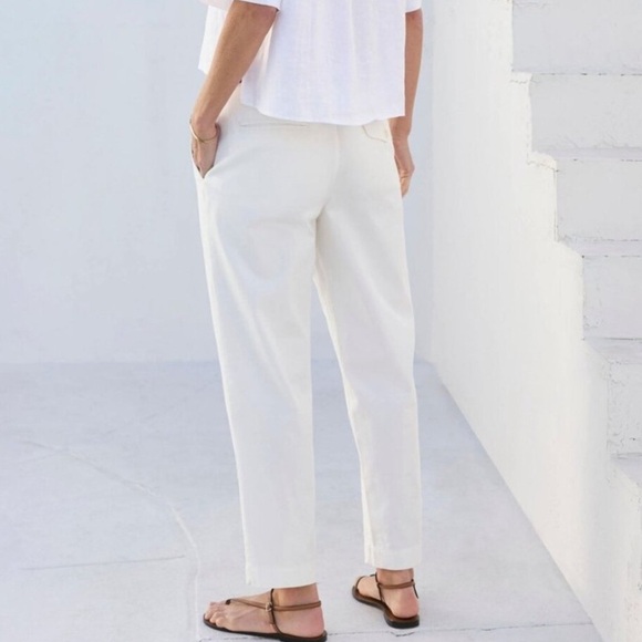 AYR The Metropolitan Hi-Rise Pleated Twill Trouser Pants Basmati White 8 - Picture 4 of 10